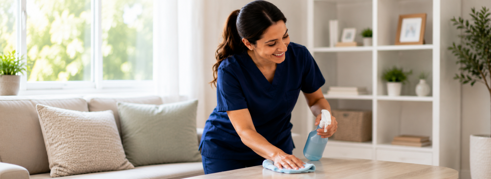 Home caregiver providing light housekeeping and cleaning services in Edinburg TX